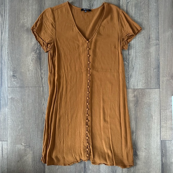 Madewell Burnt Orange Button Down Short Sleeve Dress - Picture 4 of 9